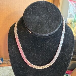 Sterling Silver Braided Necklace collar 16” Italy